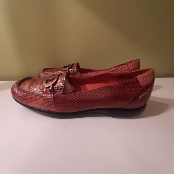 BELLINI "Barcelona " genuine snakeskin Copper/Brown loafers size 9W - Picture 7 of 15